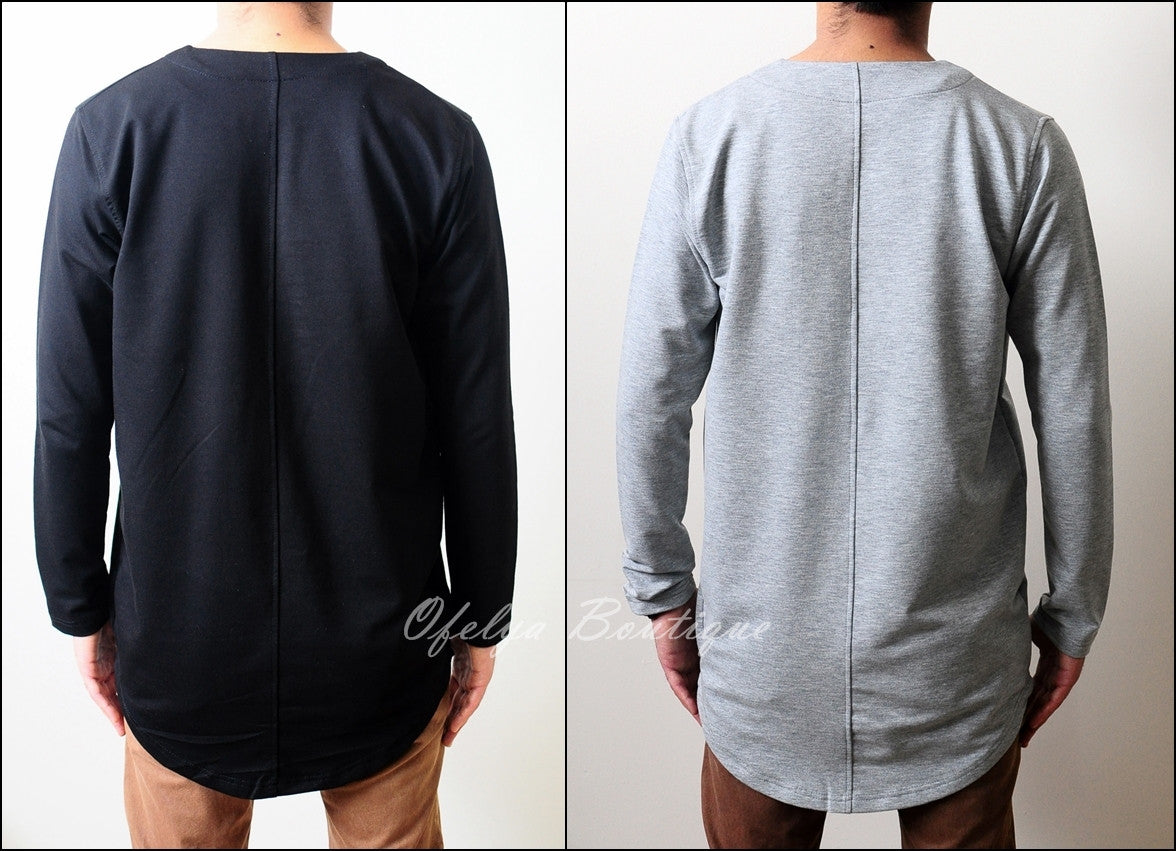 Essential Baseball Round Neck Front Button Jersey Shirt Long Tshirt - Ofelya Boutique