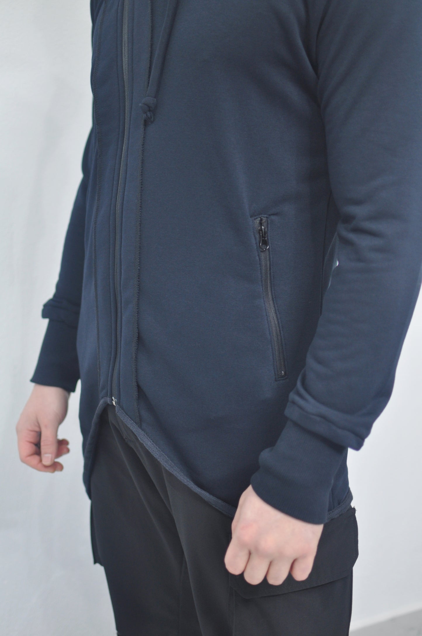 XS - 8XL Men's Asymmetric Zip-up Hooded Jacket - Fleece Hoodie