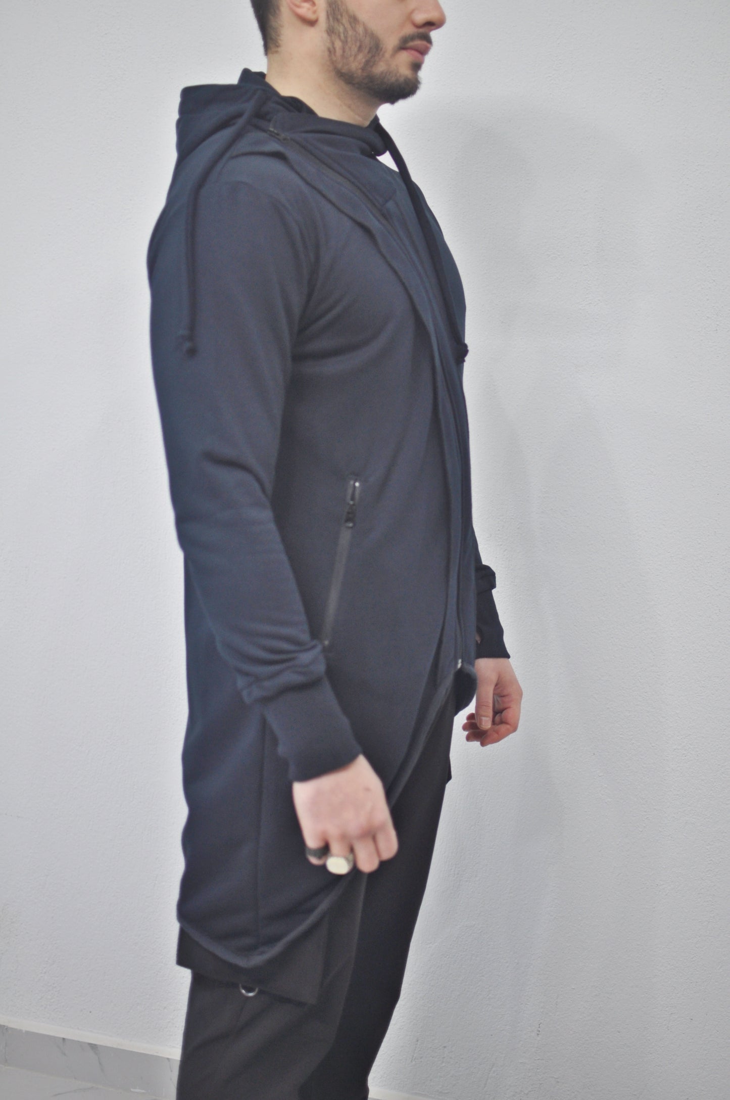XS - 8XL Men's Asymmetric Zip-up Hooded Jacket - Fleece Hoodie