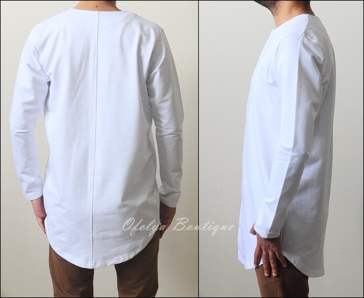 Essential Baseball Round Neck Front Button Jersey Shirt Long Tshirt - Ofelya Boutique