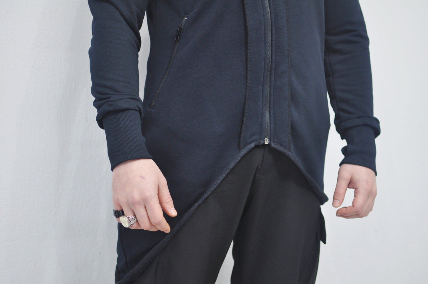 XS - 8XL Men's Asymmetric Zip-up Hooded Jacket - Fleece Hoodie