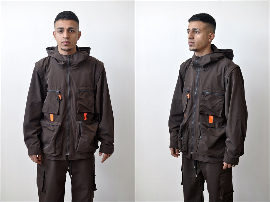 Detachable Cargo Waistcoat Military Jacket And Loose Fit Pants -BB272