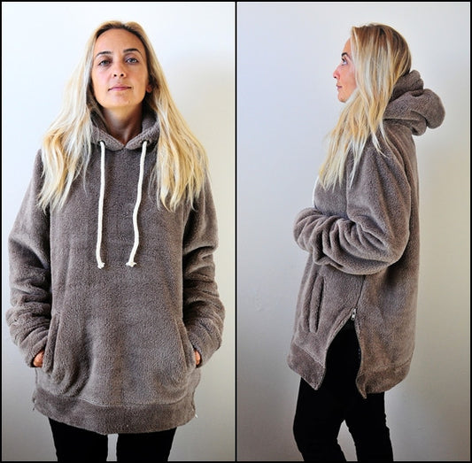 Raf Bubble Furry Side YKK Zip-up Hoodie -Unisex Zipper Warm Sherling Sweatshirt Winter - Ofelya Boutique