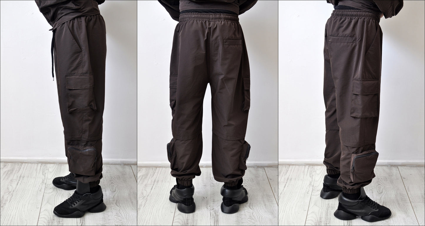 Detachable Cargo Waistcoat Military Jacket And Loose Fit Pants -BB272