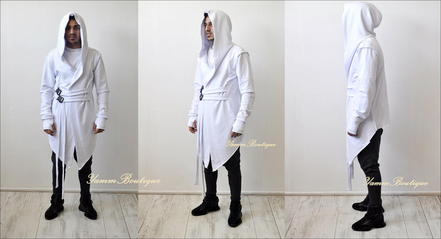 Assassin's Creed Hooded Cardigan Kimono,Long Asymmetrical Steampunk Futuristic - BB0102