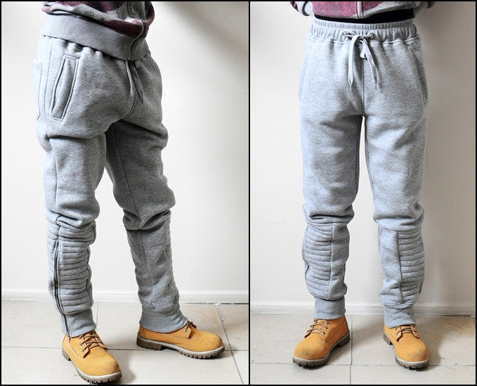 Quilted Ankle Sides and Front Panels Fit Skinny Track Sweatpant Trouser Pant - Ofelya Boutique