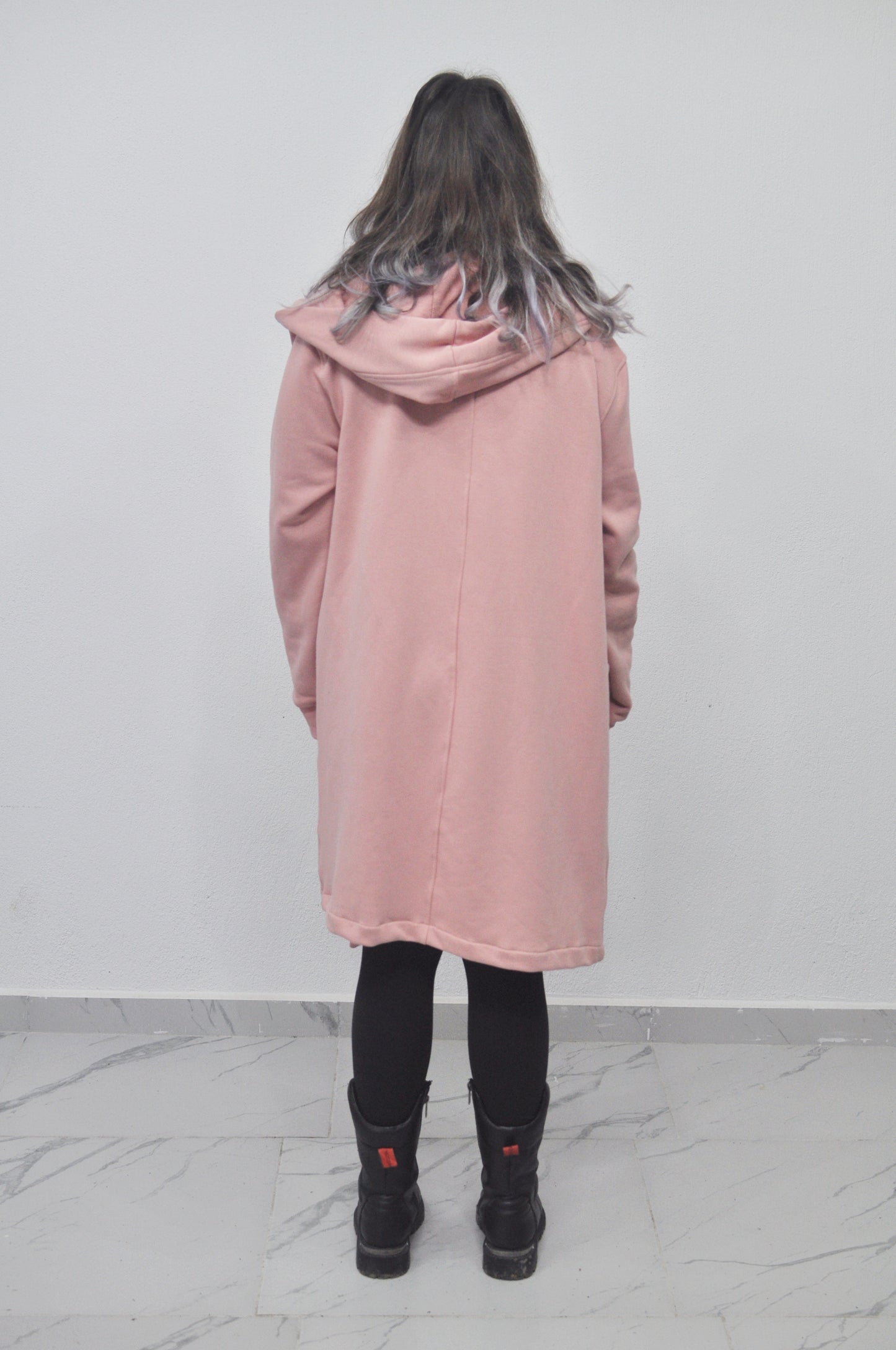 Oversized Black Long Side Pocket Cardigan Cloak with Hood