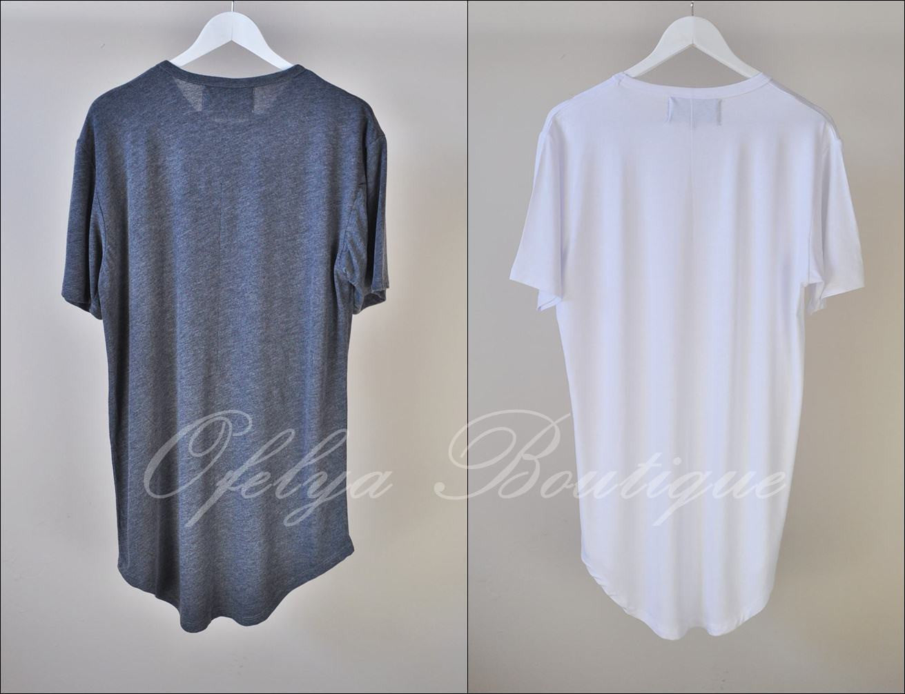 Men Overlong Extended Essential Short Sleeve Long Tee - Ofelya Boutique