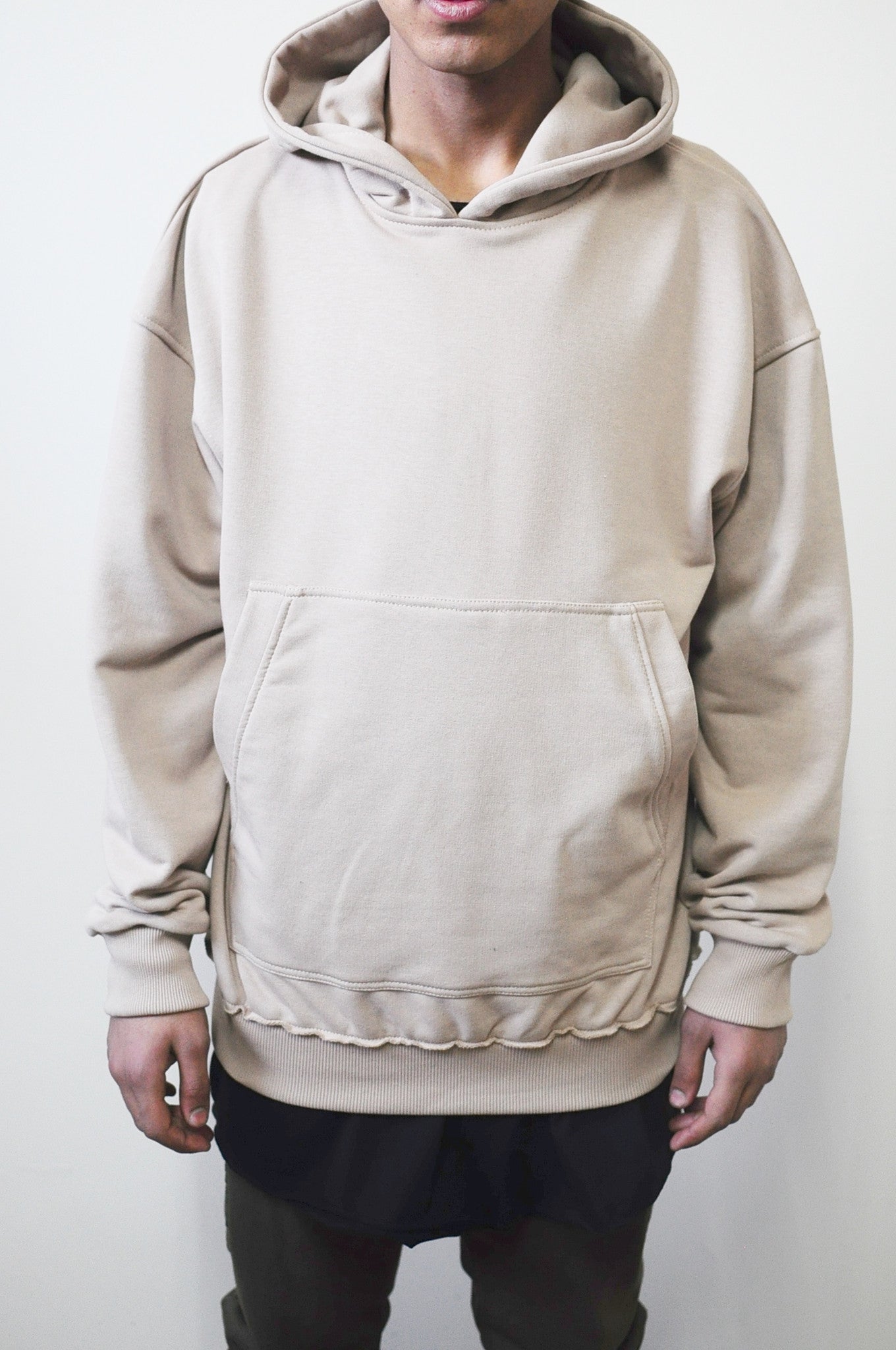 Ripped Frayed Essential Cross Hoodie / Oversized Raw Edges Men's Pullover  Drop Shoulder / 