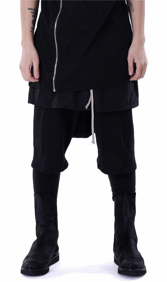 Men's Cargo Short Poplin Skirt and Jersey Shorts / Skirt Layered Shorts - Ofelya Boutique