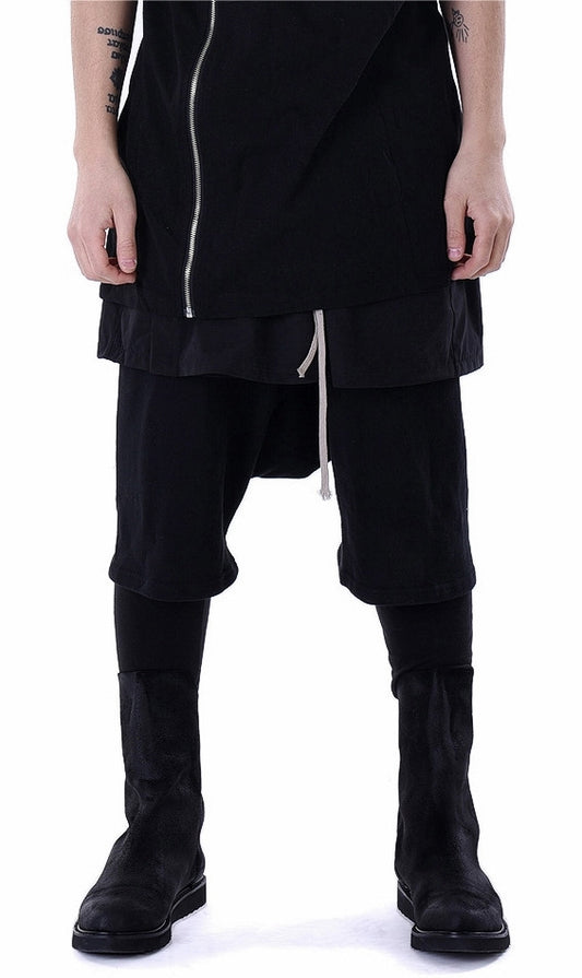 Men's Cargo Short Poplin Skirt and Jersey Shorts / Skirt Layered Shorts - Ofelya Boutique