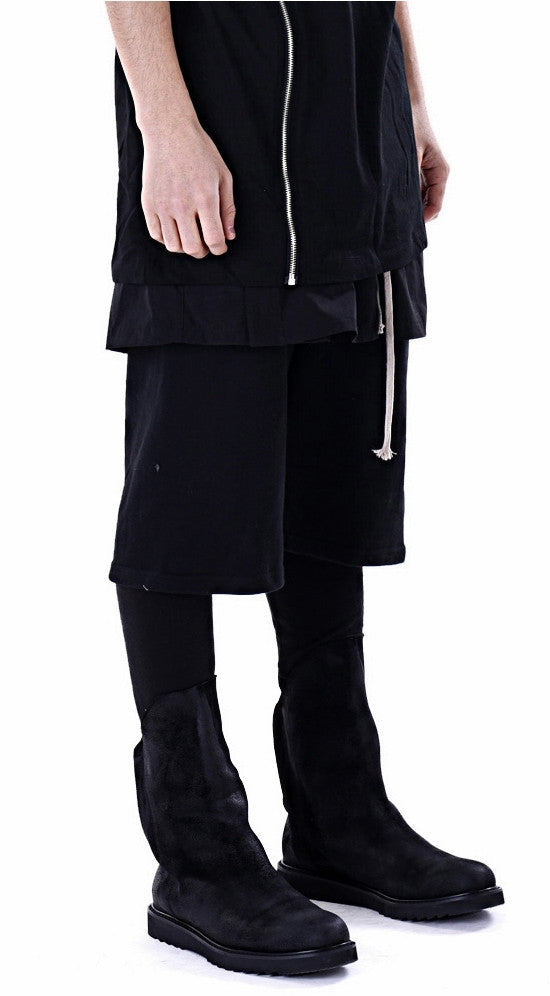 Men's Cargo Short Poplin Skirt and Jersey Shorts / Skirt Layered Shorts - Ofelya Boutique
