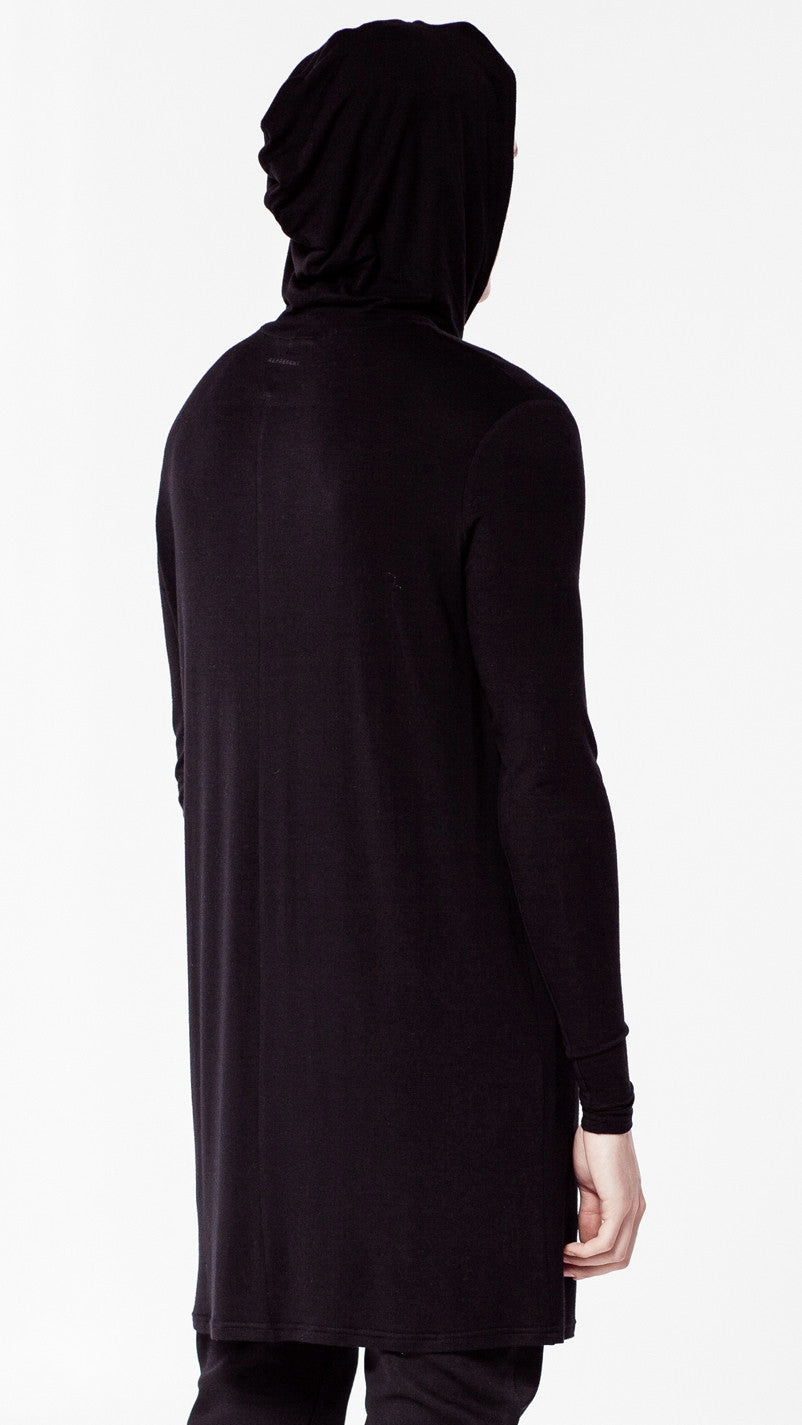 Extended Essential Hooded Long Sleeve Drop Back Under T-shirt Viscose Tee - Ofelya Boutique