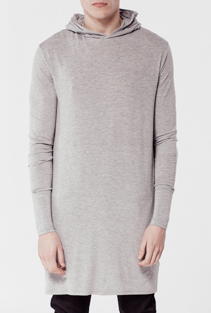 Extended Essential Hooded Long Sleeve Drop Back Under T-shirt Viscose Tee - Ofelya Boutique