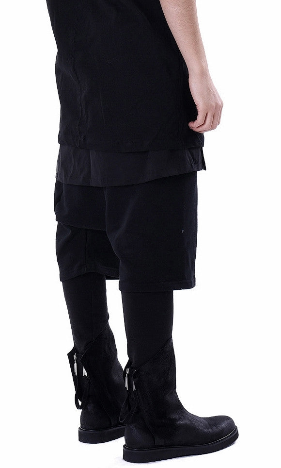 Men's Cargo Short Poplin Skirt and Jersey Shorts / Skirt Layered Shorts - Ofelya Boutique
