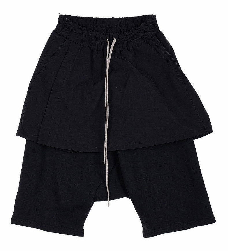 Men's Cargo Short Poplin Skirt and Jersey Shorts / Skirt Layered Shorts - Ofelya Boutique
