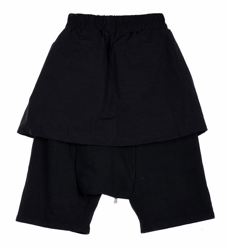 Men's Cargo Short Poplin Skirt and Jersey Shorts / Skirt Layered Shorts - Ofelya Boutique