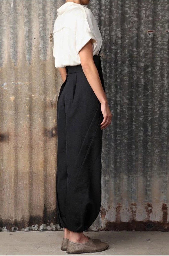Three-Dimensional Cut High Waist Trousers Wide Leg Carrot Pants - Ofelya Boutique