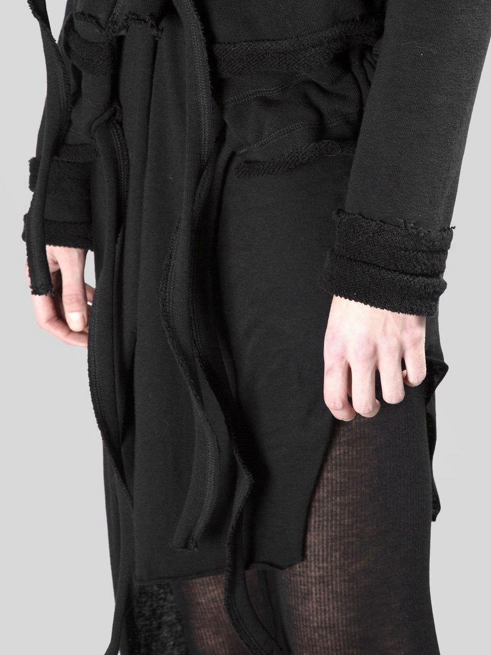 Asymmetric Raw Cut Cropped Double Look Hoodie, Full Zip Top -BB124 - Ofelya Boutique