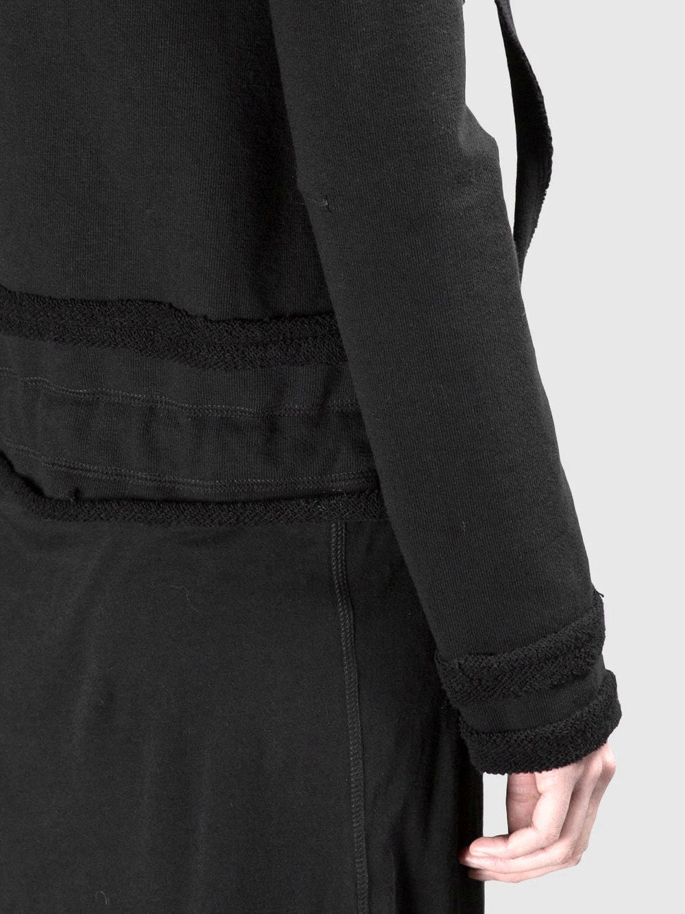 Asymmetric Raw Cut Cropped Double Look Hoodie, Full Zip Top -BB124 - Ofelya Boutique