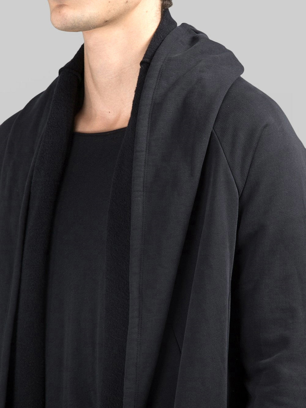Black Long Sweater Cardigan With Hood / Glove Sleeves - ASYMMETRIC CUT Winter-BB029 - Ofelya Boutique