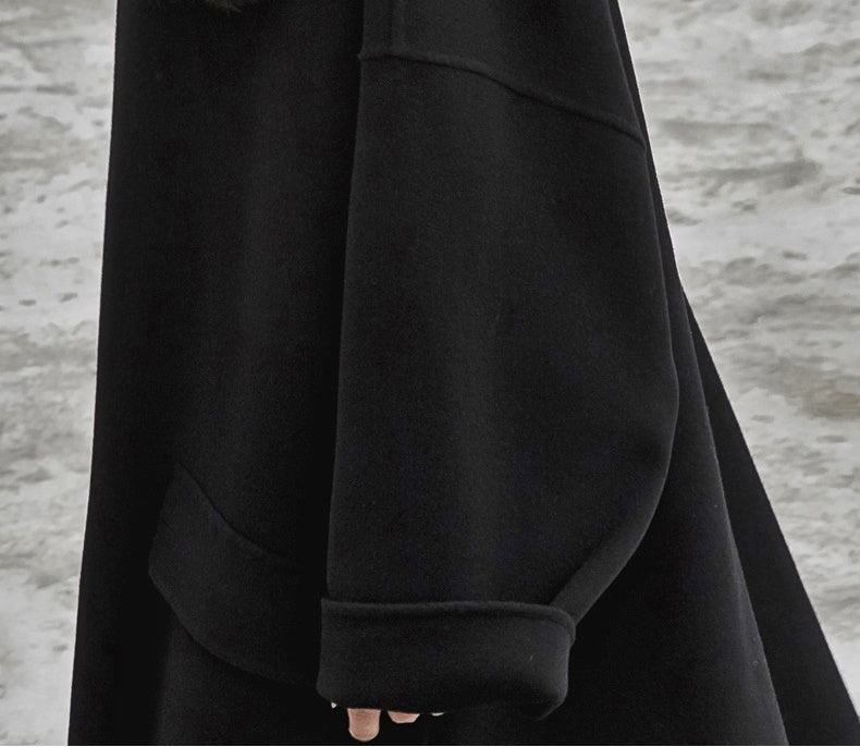 Handmade Double-sided Wool Coat Dress / Unisex Long Hedging Loose Fleece Dress