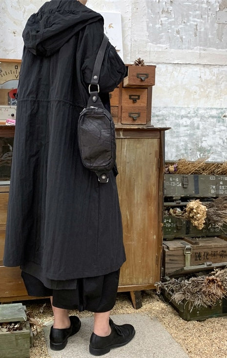 Yoji Yamamoto Dark Long Windbreaker Jacket / Over the Knee Hooed Loose Trench