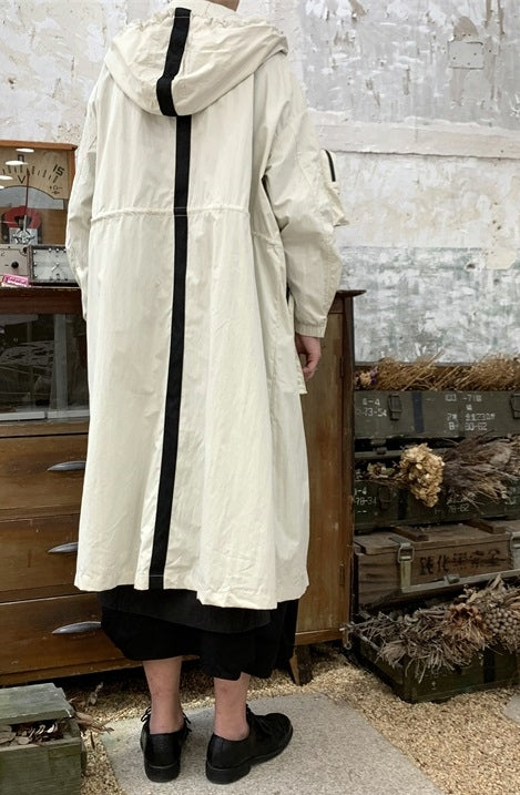 Yoji Yamamoto Dark Long Windbreaker Jacket / Over the Knee Hooed Loose Trench