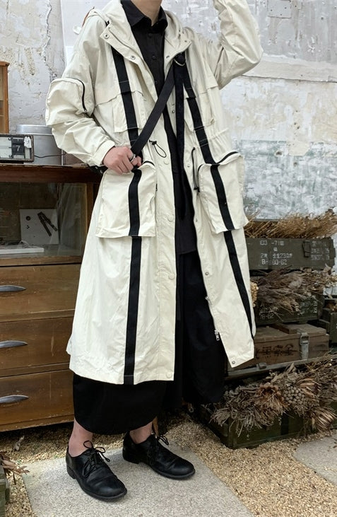 Yoji Yamamoto Dark Long Windbreaker Jacket / Over the Knee Hooed Loose Trench
