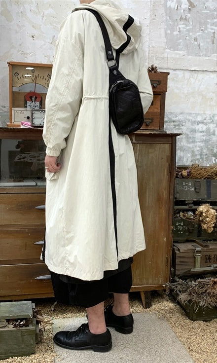 Yoji Yamamoto Dark Long Windbreaker Jacket / Over the Knee Hooed Loose Trench