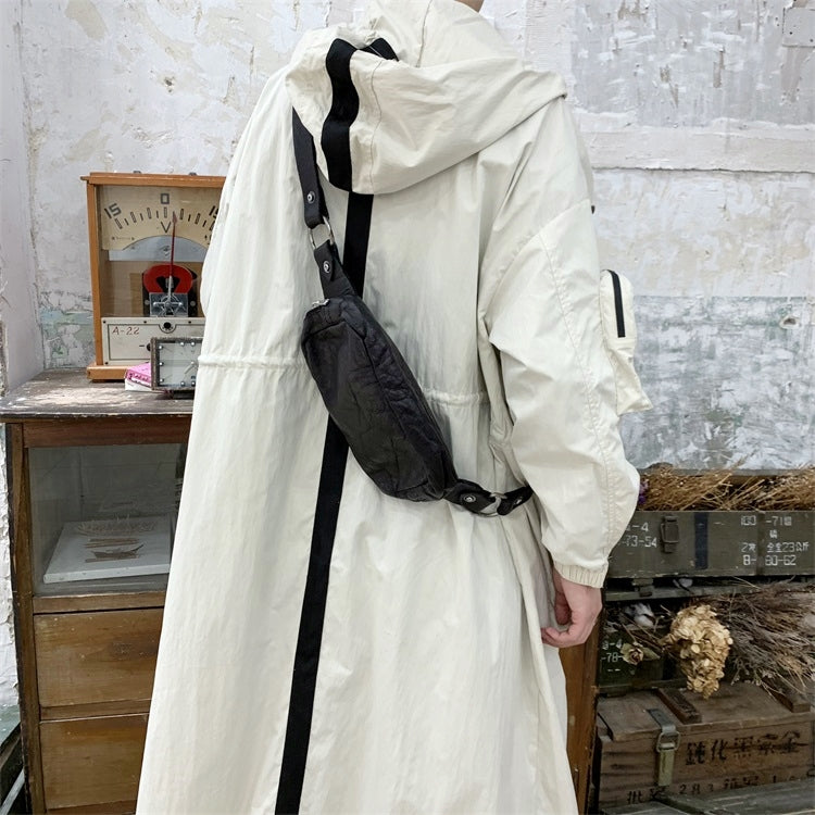 Yoji Yamamoto Dark Long Windbreaker Jacket / Over the Knee Hooed Loose Trench
