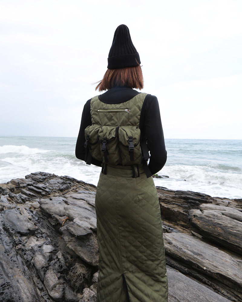Women SET Multi-pocket Tactical Vest with High Waist Skirt/SET