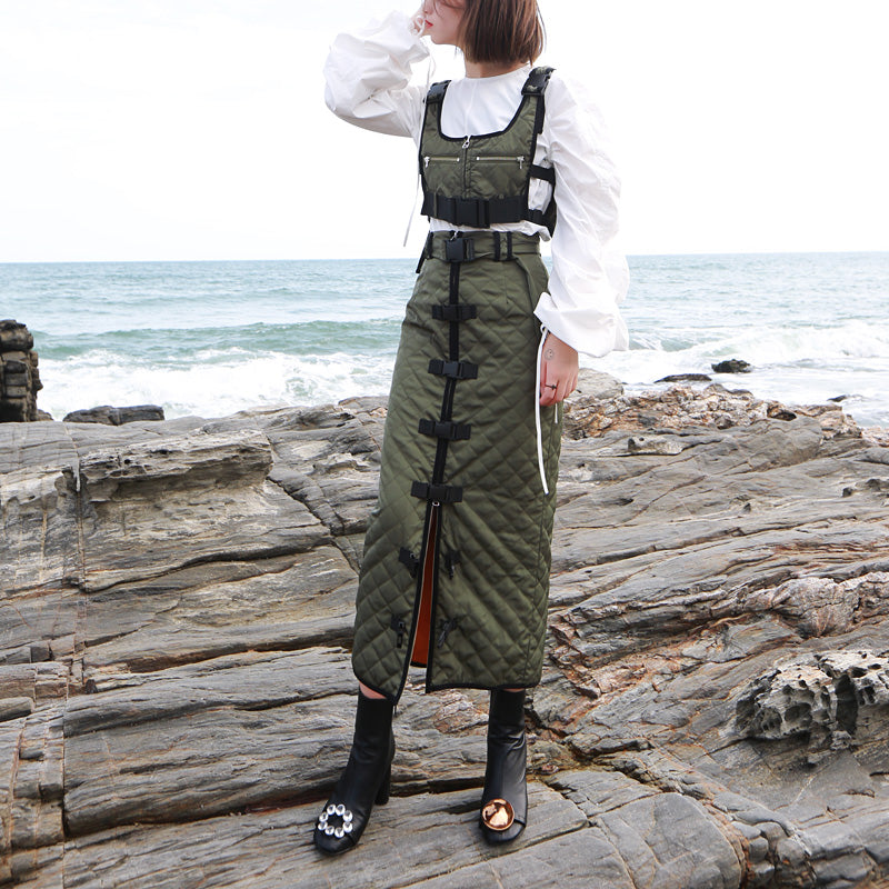 Women SET Multi-pocket Tactical Vest with High Waist Skirt/SET