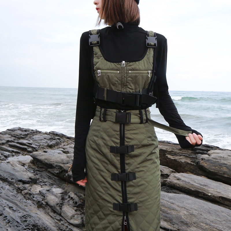 Women SET Multi-pocket Tactical Vest with High Waist Skirt/SET
