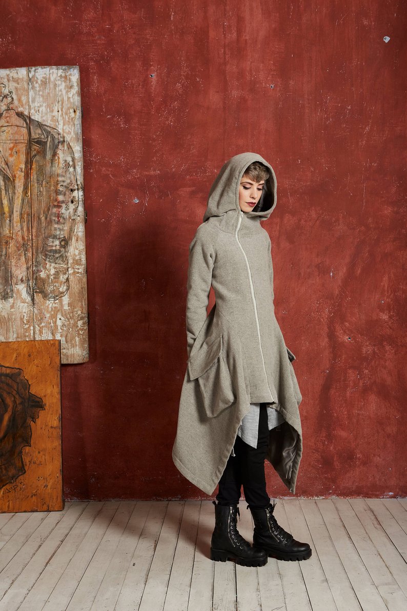 XS-6XL Plus Size Women Asymmetric Big Pocket Long Winter Coat Jacket
