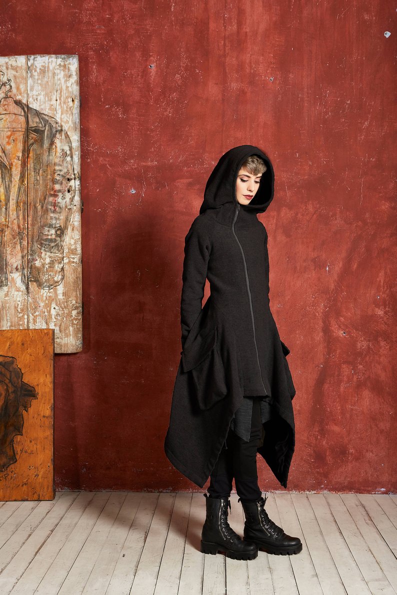 XS-6XL Plus Size Women Asymmetric Big Pocket Long Winter Coat Jacket