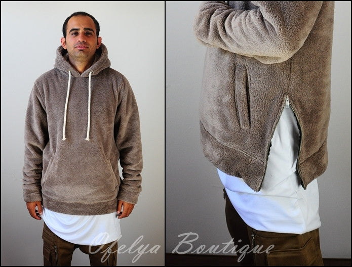 Raf Bubble Furry Side YKK Zip-up Hoodie  Zipper Warm Sherling Sweatshirt Winter - Ofelya Boutique