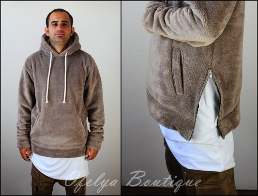 Raf Bubble Furry Side YKK Zip-up Hoodie  Zipper Warm Sherling Sweatshirt Winter - Ofelya Boutique