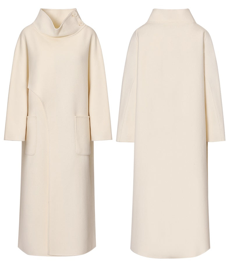 Original Design Women Overlong Double-Sided Woolen Coat-Dress