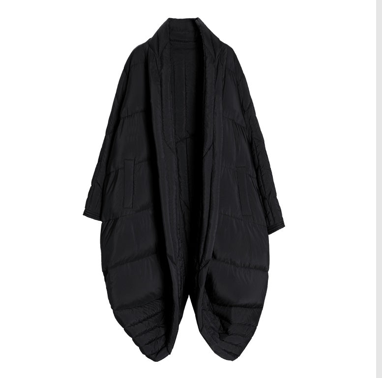 Original Design Winter Dark Extra-Long Length Over the Knee Irregular Jacket