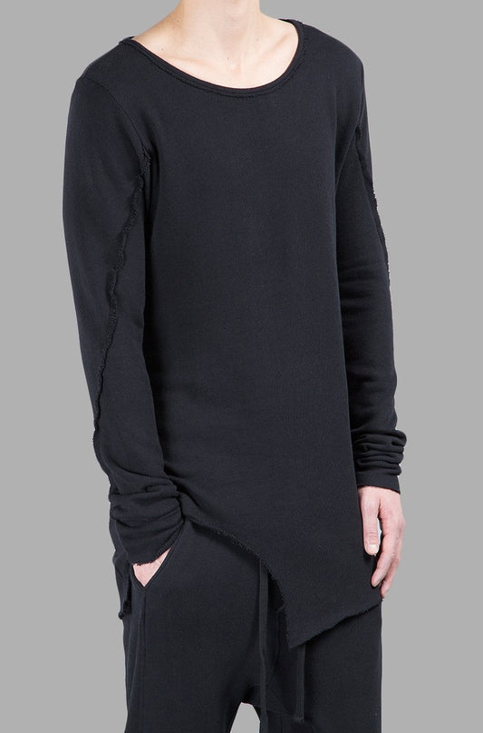 Men's Wide Round Neck Asymmetric Raw Cut Seam Sweatshirt - Ofelya Boutique
