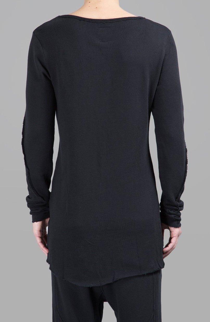 Men's Wide Round Neck Asymmetric Raw Cut Seam Sweatshirt - Ofelya Boutique