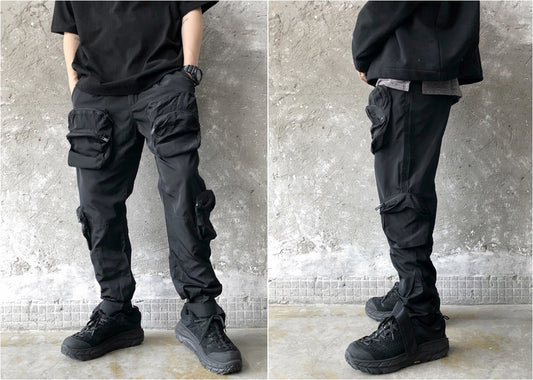 Men Multi-Pocket Adjustable Velcro Cargo Jogger / Lounge Track Pants