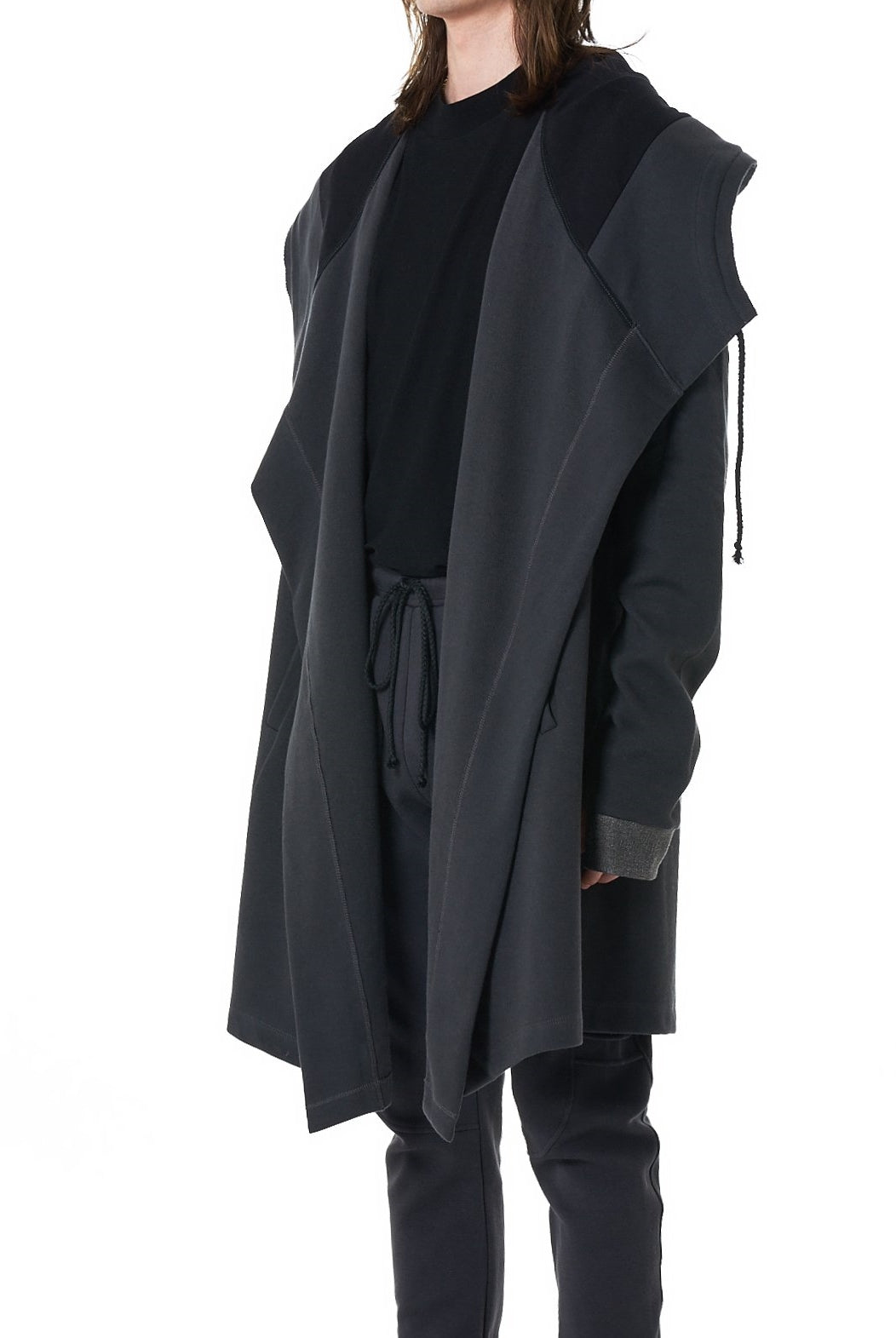 Men's Relaxed Big Hooded Long Cardigan Coat