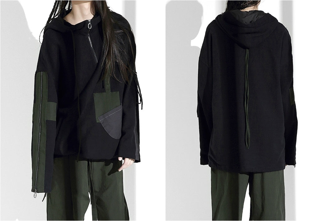 Japanese Oversize Loose Streamers Sweater Hooded Goth Pullover - Ofelya Boutique