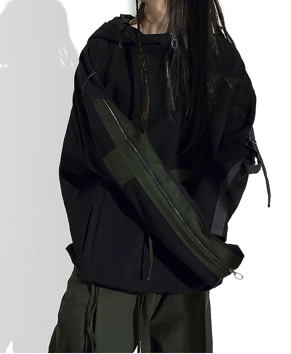 Japanese Oversize Loose Streamers Sweater Hooded Goth Pullover - Ofelya Boutique