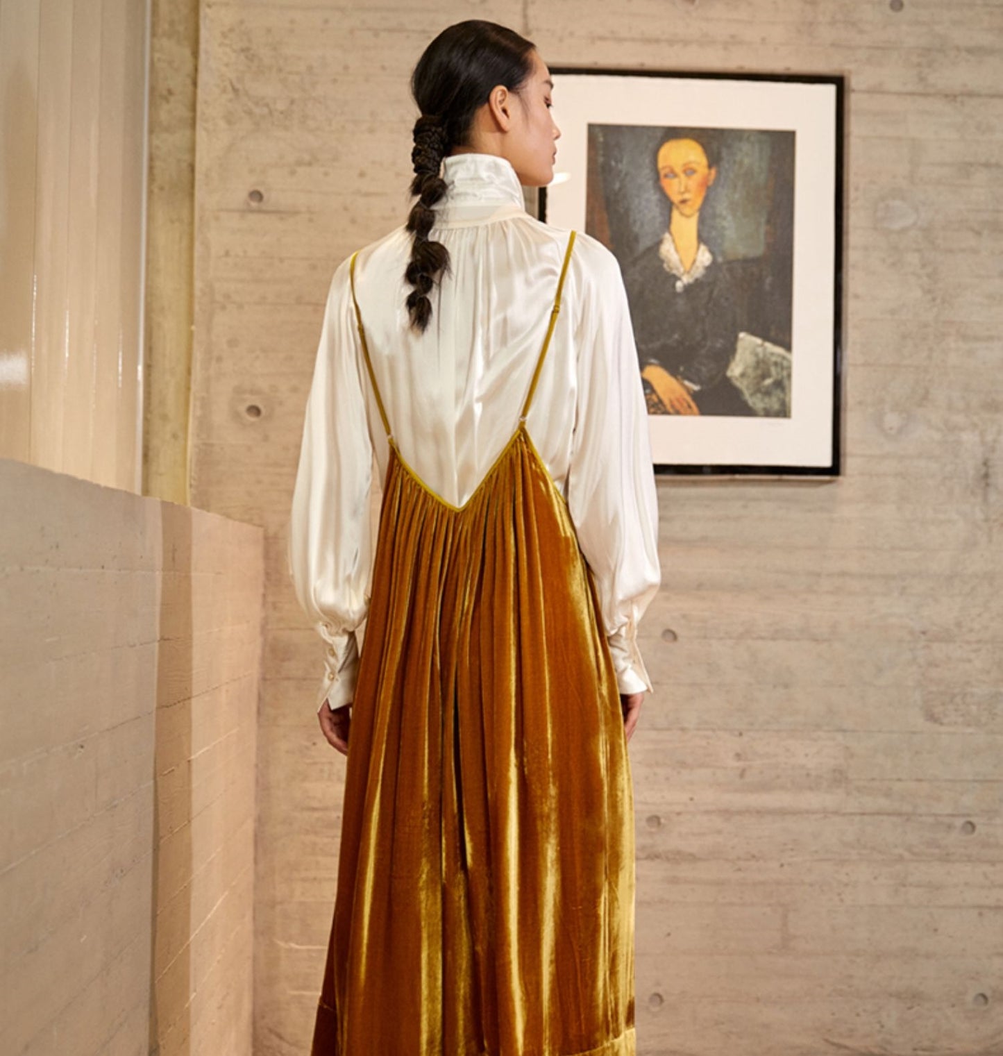 Velour One-Piece Wide Leg Pants / Loose Suspender-Overalls