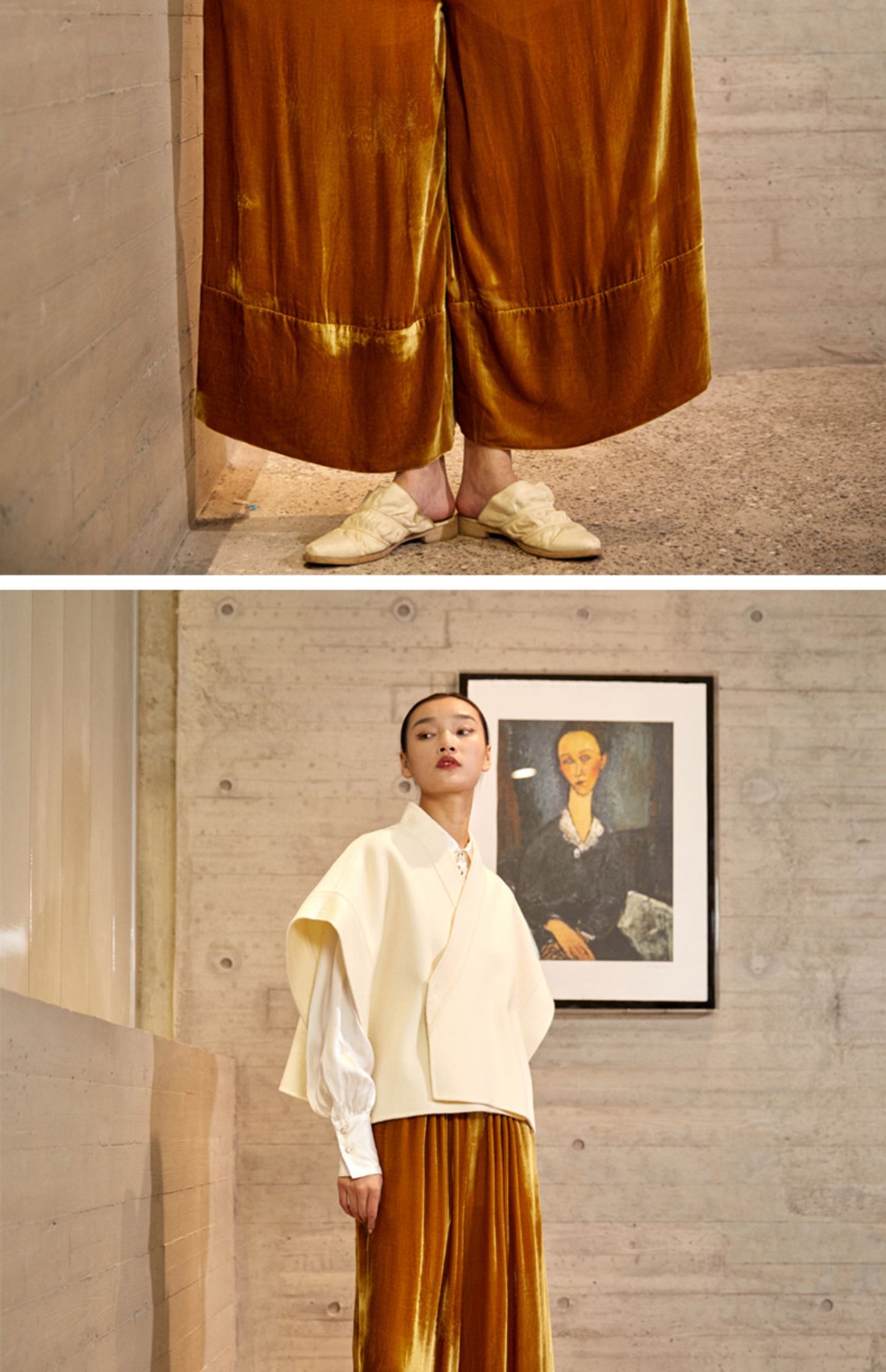 Velour One-Piece Wide Leg Pants / Loose Suspender-Overalls