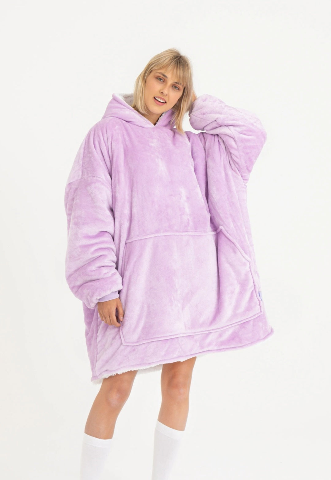 Winter Warm Soft Velour Hoodie Blanket Pocket Big Soft Robe Bathrobe Sweatshirt
