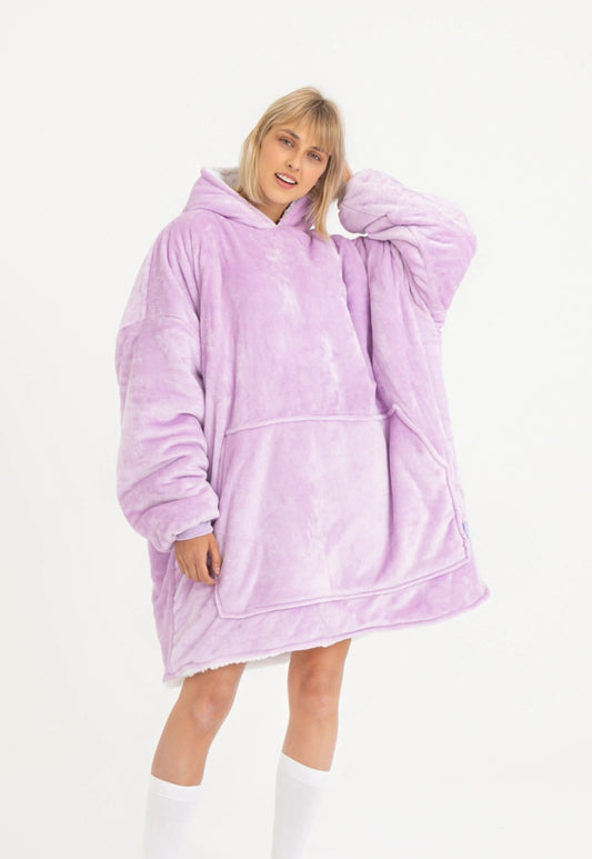 Winter Warm Soft Velour Hoodie Blanket Pocket Big Soft Robe Bathrobe Sweatshirt